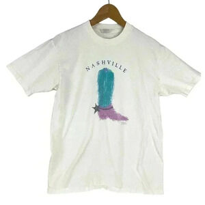 VTG Nashville Cowboy Western Boot T-Shirt LARGE‎ 1980s